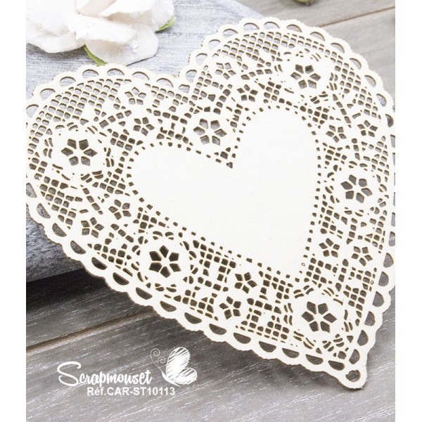 Chipboard "Grand Doilie Coeur Anastasia" de Scrapmouset