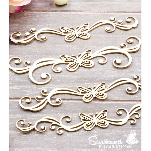 Chipboards "Volutes papillons" de Scrapmouset