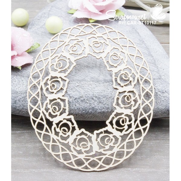 Chipboard "Cadre grillagé avec roses"