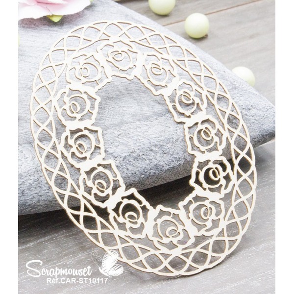 Chipboard "Cadre grillagé avec roses"