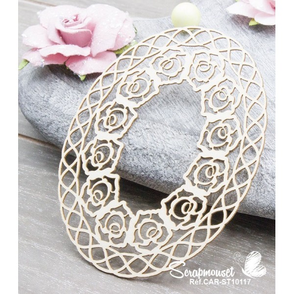 Chipboard "Cadre grillagé avec roses"