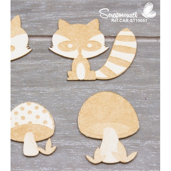 Chipboards "Renard et raton laveur"