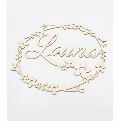 Cadre floral en carton bois à personnaliser avec un prénom SCRAPMOUSET