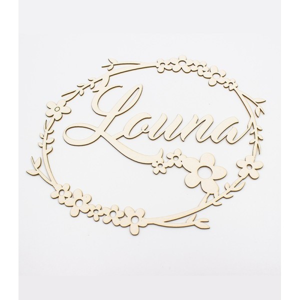 Cadre floral en carton bois à personnaliser avec un prénom SCRAPMOUSET