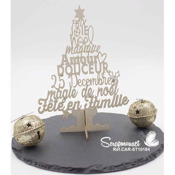 Embellissement en carton bois "Sapin 3D Noël magique" de Scrapmouset