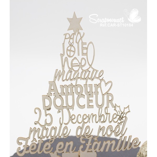 Embellissement en carton bois "Sapin 3D Noël magique" de Scrapmouset