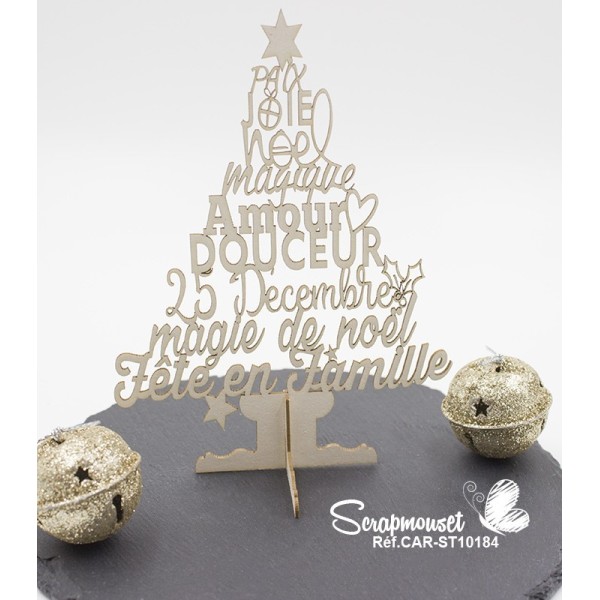 Embellissement en carton bois "Sapin 3D Noël magique" de Scrapmouset