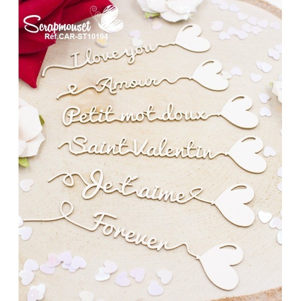 Embellissements petits messages ballon forme coeur Scrapmouset