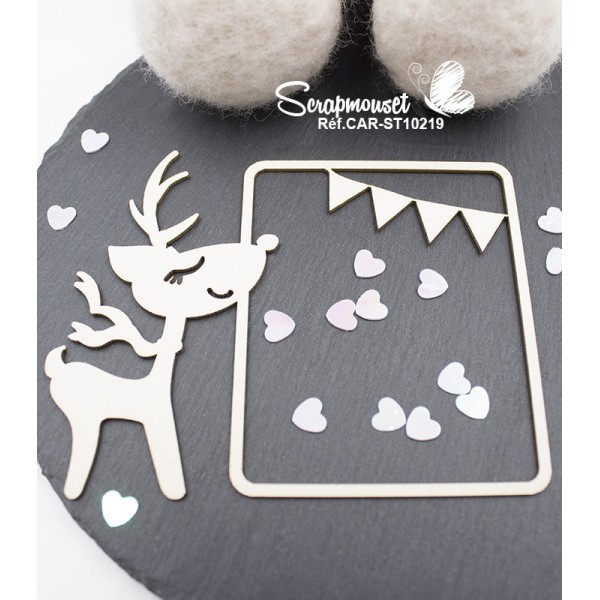 Embellissement scrap cadre enfant petit renne de Scrapmouset