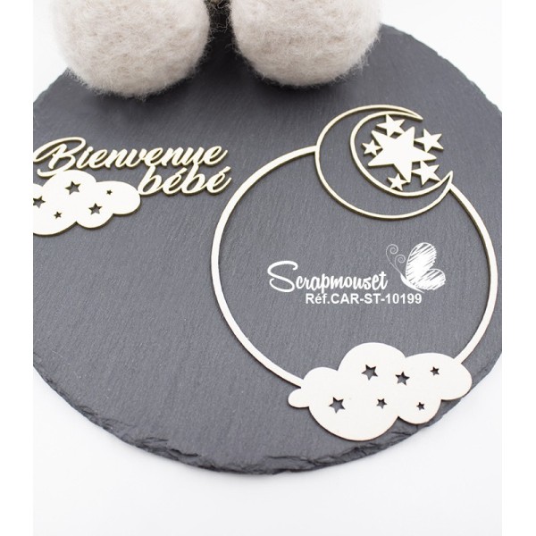 Chipboard Cadre "Bienvenue bébé" en carton bois de Scrapmouset