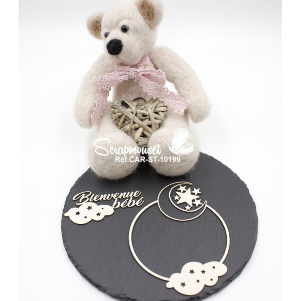 Chipboard Cadre "Bienvenue bébé" en carton bois de Scrapmouset
