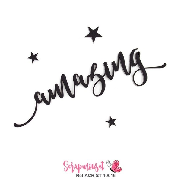 Mot "amazing" en Acrylique - couleur noire