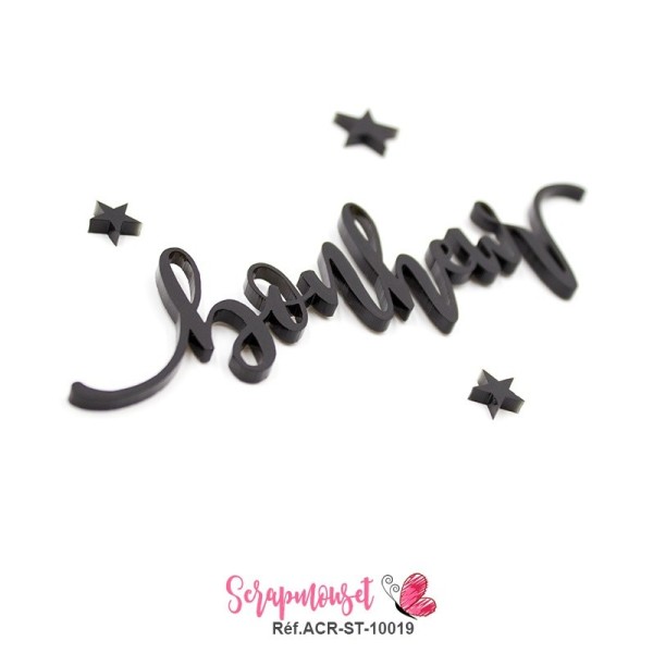 Mot "bonheur" en Acrylique - couleur noire