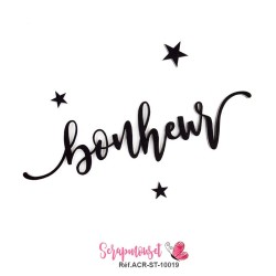 Mot "bonheur" en Acrylique - couleur noire