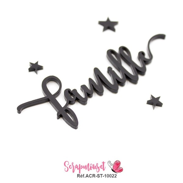 Mot "famille" en Acrylique - couleur noire