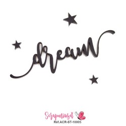 Mot "dream" en Acrylique Noir 10,6 x 3,3 cm - Scrapmouset