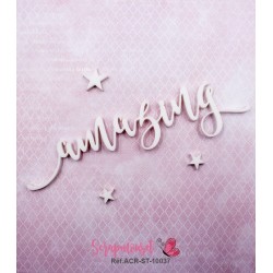 Mot "amazing" en Acrylique Blanc 12,9 x 3,1 cm - Scrapmouset