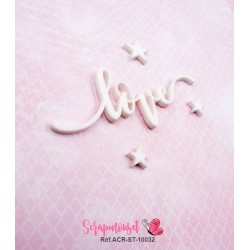 Mot "love" en Acrylique Blanc 8 x 3 cm - Scrapmouset