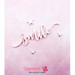 Mot "smile" en Acrylique Blanc 9.7 x 3,3 cm - Scrapmouset