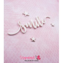 Mot "smile" en Acrylique Blanc 9.7 x 3,3 cm - Scrapmouset