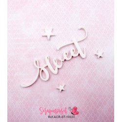 Mot "sweet" en Acrylique Blanc 8,6 x 3,6 cm - Scrapmouset
