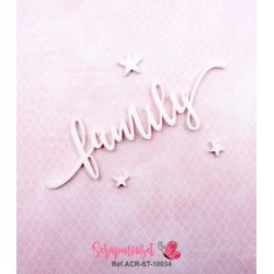 Mot "family" en Acrylique Blanc 11,7 x 3,5 cm - Scrapmouset