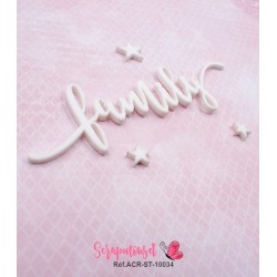 Mot "family" en Acrylique Blanc 11,7 x 3,5 cm - Scrapmouset