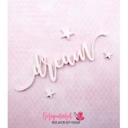 Mot "dream" en Acrylique Blanc 10,6 x 3,3 cm - Scrapmouset