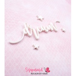 Mot "dream" en Acrylique Blanc 10,6 x 3,3 cm - Scrapmouset