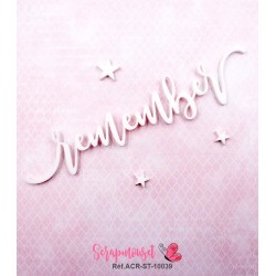 Mot "remember" en Acrylique Blanc 14,7 x 3 cm - Scrapmouset