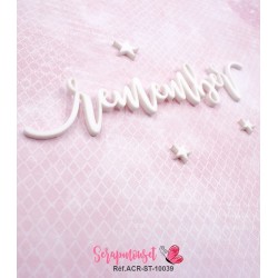 Mot "remember" en Acrylique Blanc 14,7 x 3 cm - Scrapmouset