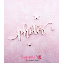 Mot "photos" en Acrylique Blanc 10,4 x 3,6 cm - Scrapmouset