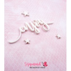 Mot "enjoy" en Acrylique Blanc 8,9 x 3,1 cm - Scrapmouset