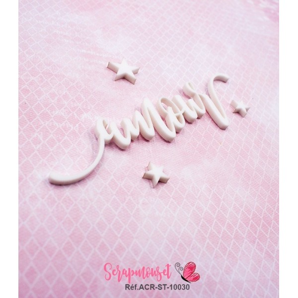 Mot "amour" en Acrylique Blanc 10,7 x 2,7 cm - Scrapmouset
