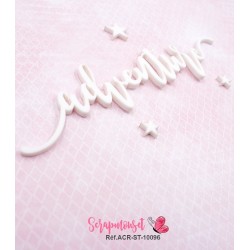Mot "adventure" en Acrylique Blanc 14,2 x 3,3 cm - Scrapmouset