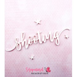 Mot "shooting" en Acrylique Blanc 13,2 x 3,8 cm - Scrapmouset