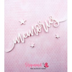 Mot "memories" en Acrylique Blanc 13,8 x 2,8 cm - Scrapmouset