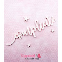 Mot "complicité" en Acrylique Blanc 12,3 x 3,4 cm - Scrapmouset