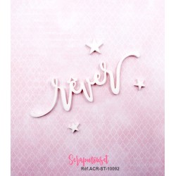 Mot "rêver" en Acrylique Blanc 9,6 x 2,8 cm - Scrapmouset