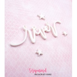 Mot "rêver" en Acrylique Blanc 9,6 x 2,8 cm - Scrapmouset