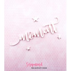 Mot "moment" en Acrylique Blanc 11,4 x 3,4 cm - Scrapmouset