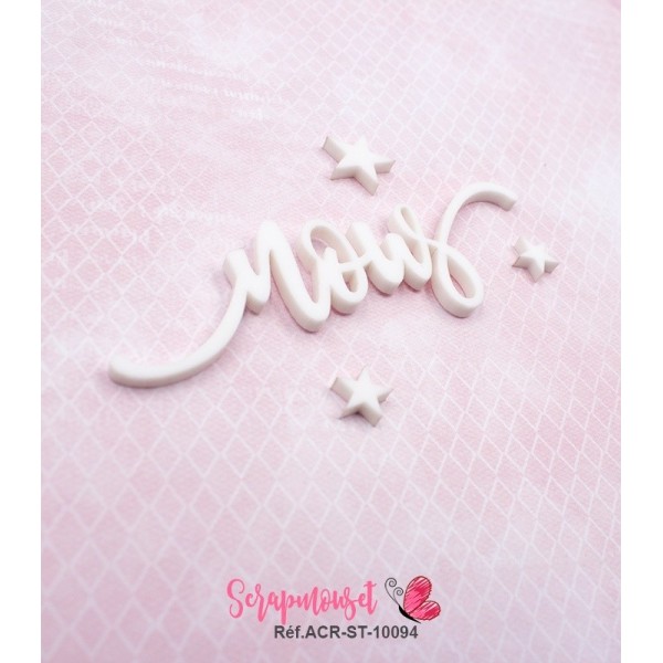 Mot "nous" en Acrylique Blanc 9 x 2,7 cm - Scrapmouset