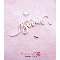 Mot "zoom" en Acrylique Blanc 10,1 x 2,9 cm - Scrapmouset
