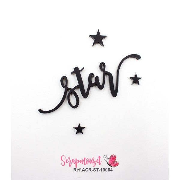 Mot "star" en Acrylique Noir 8,6 x 3 cm - Scrapmouset