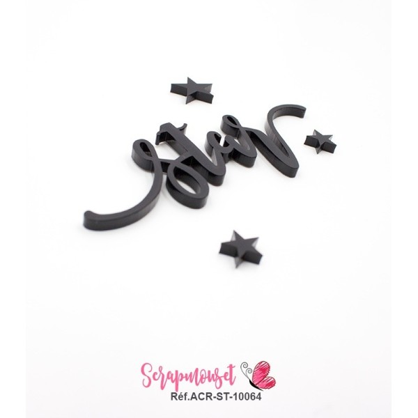 Mot "star" en Acrylique Noir 8,6 x 3 cm - Scrapmouset