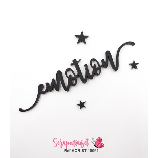 Mot "emotion" en Acrylique Noir 12,3 x 2,8 cm - Scrapmouset