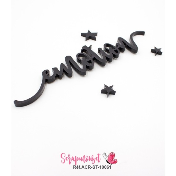 Mot "emotion" en Acrylique Noir 12,3 x 2,8 cm - Scrapmouset