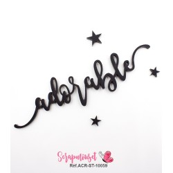 Mot "adorable" en Acrylique Noir 13,5 x 3,3 cm - Scrapmouset