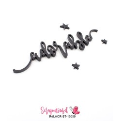 Mot "adorable" en Acrylique Noir 13,5 x 3,3 cm - Scrapmouset