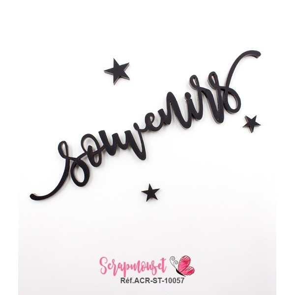 Mot "souvenirs" en Acrylique Noir 13,8 x 2,8 cm - Scrapmouset